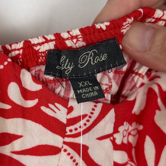 NWT Lily Rose Dress Women's XXL Red Cream Floral Summer Lightweight Flowy Maxi‎ - Picture 8 of 16